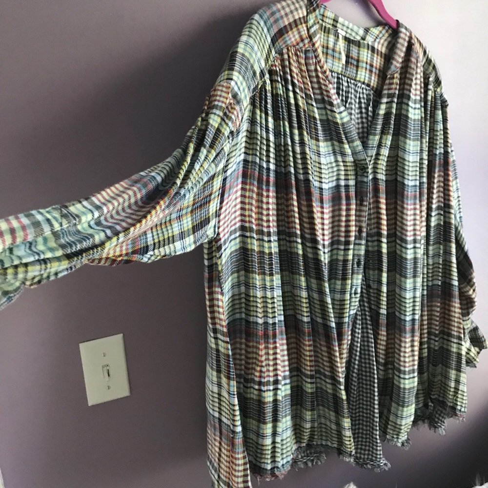 free people “come over buttondown top”